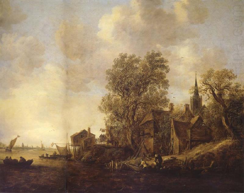View of a Town on a River, REMBRANDT Harmenszoon van Rijn